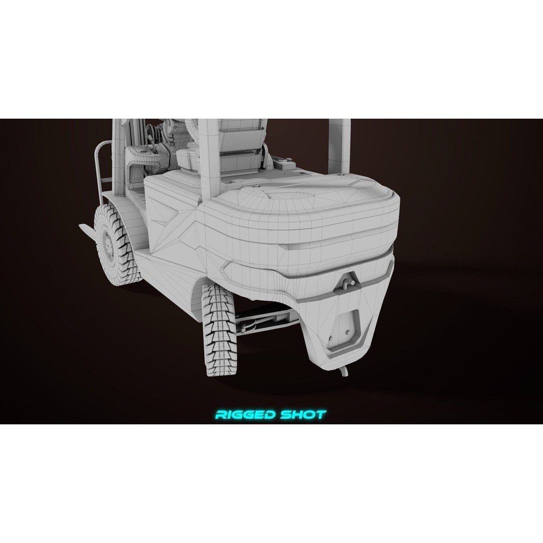 Dusty Forklift Truck 3D Model – Low Poly Game Asset, PBR Textures, Rigged - View 52