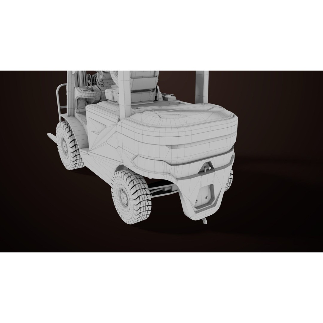 Dusty Forklift Truck 3D Model – Low Poly Game Asset, PBR Textures, Rigged - View 54
