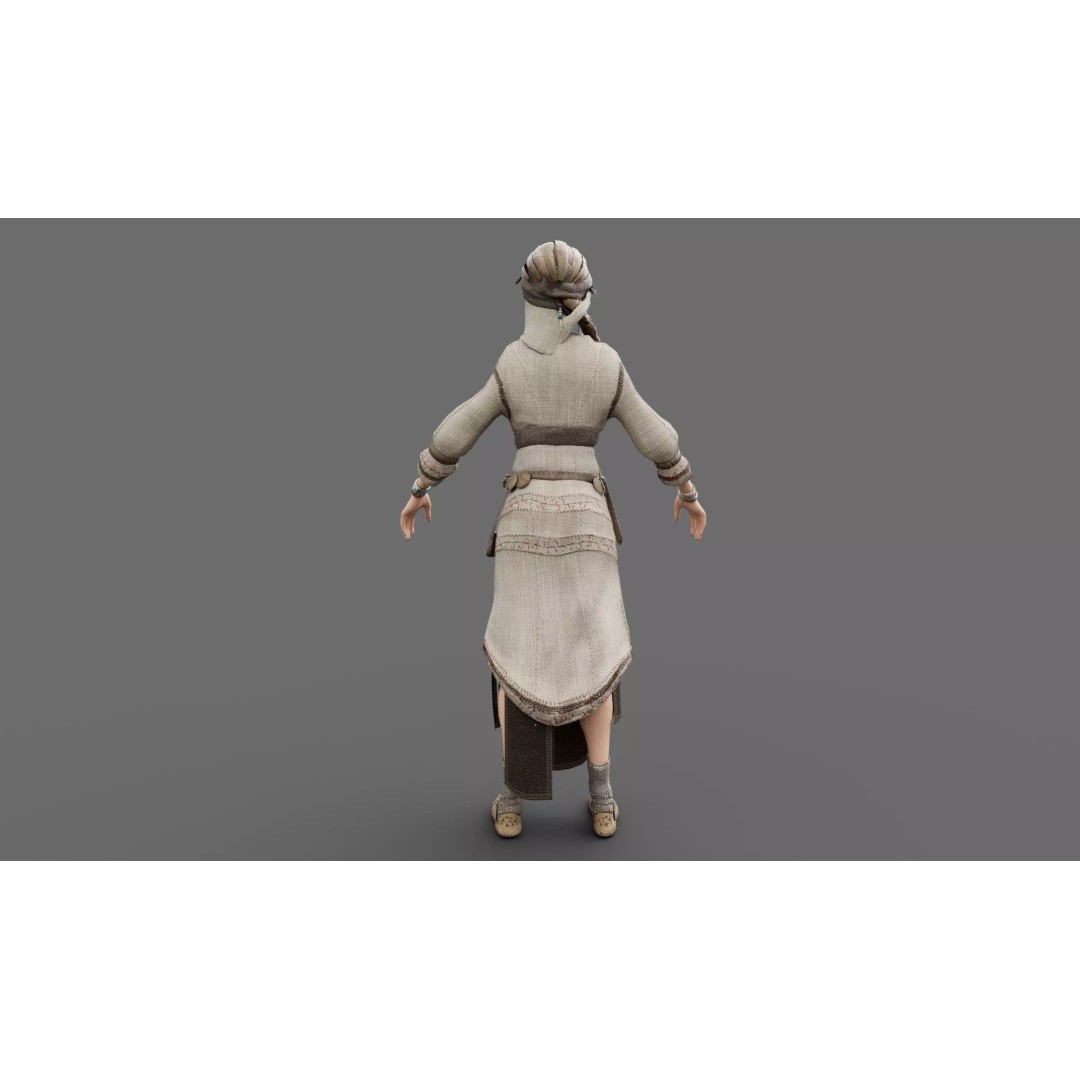 Slavic Woman 3D Model – Medieval Rigged Character, PBR Textures, FBX - View 10