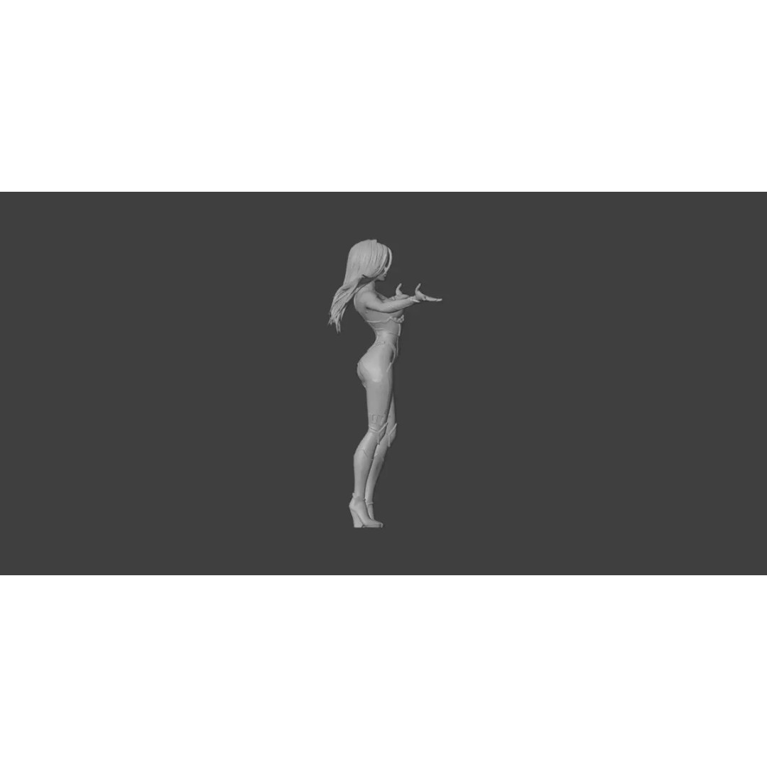 Female Character 3D Model – Rigged Low Poly Base Mesh, FBX - View 3