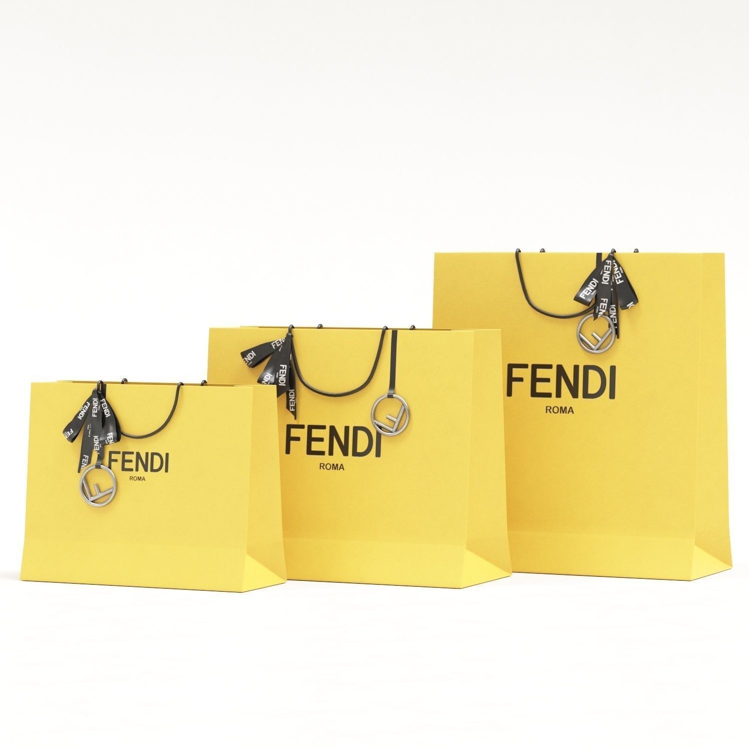 Fendi Luxury Packaging Boxes and Paper Bags - Low-Poly 3D Model - View 5