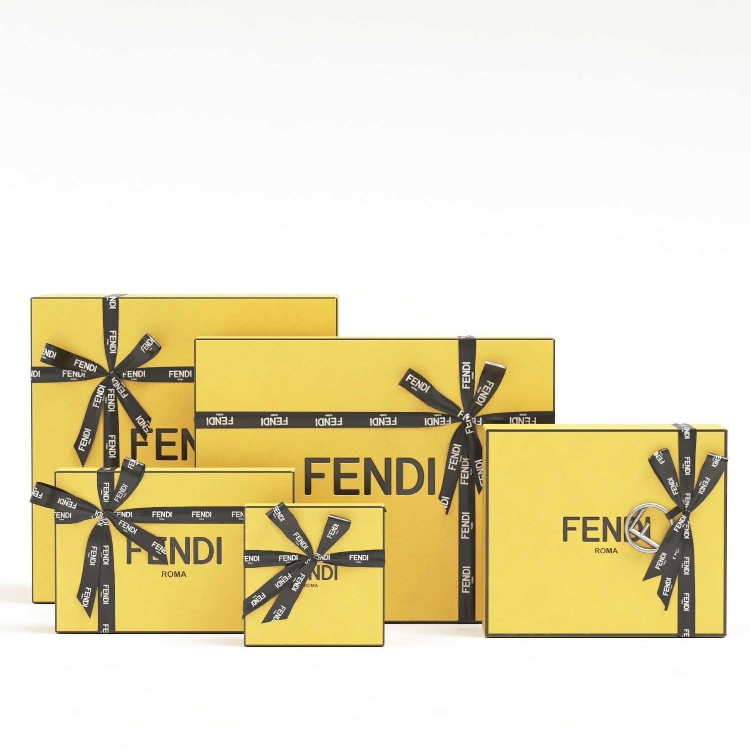 Fendi Luxury Packaging Boxes and Paper Bags - Low-Poly 3D Model - View 6