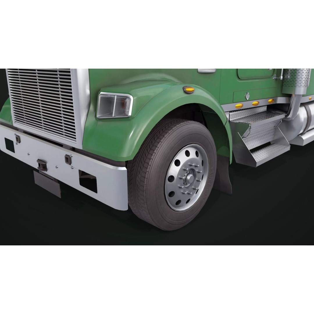 Truck 07 Log Trailer 3D Model – Rigged Low-Poly PBR Asset, FBX - View 10