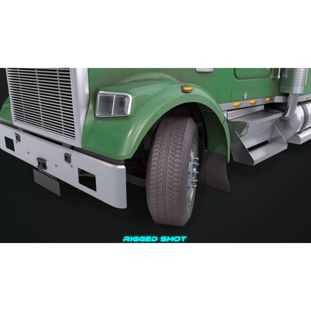 Truck 07 Log Trailer 3D Model – Rigged Low-Poly PBR Asset, FBX - View 11