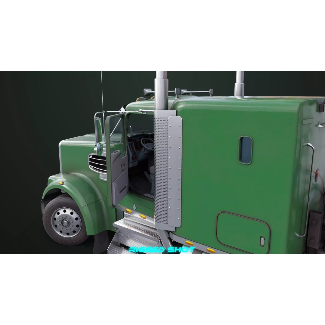Truck 07 Log Trailer 3D Model – Rigged Low-Poly PBR Asset, FBX - View 13