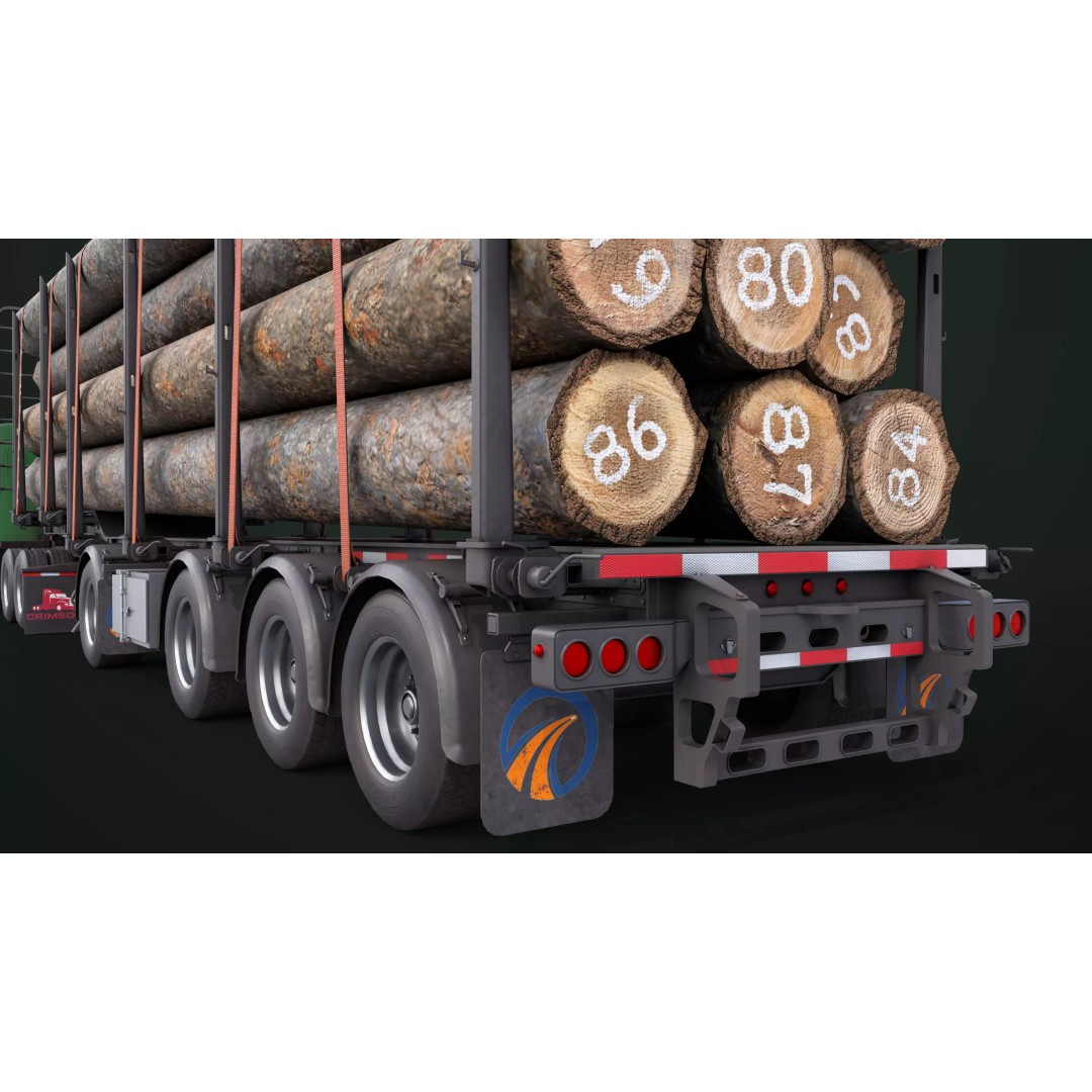 Truck 07 Log Trailer 3D Model – Rigged Low-Poly PBR Asset, FBX - View 23