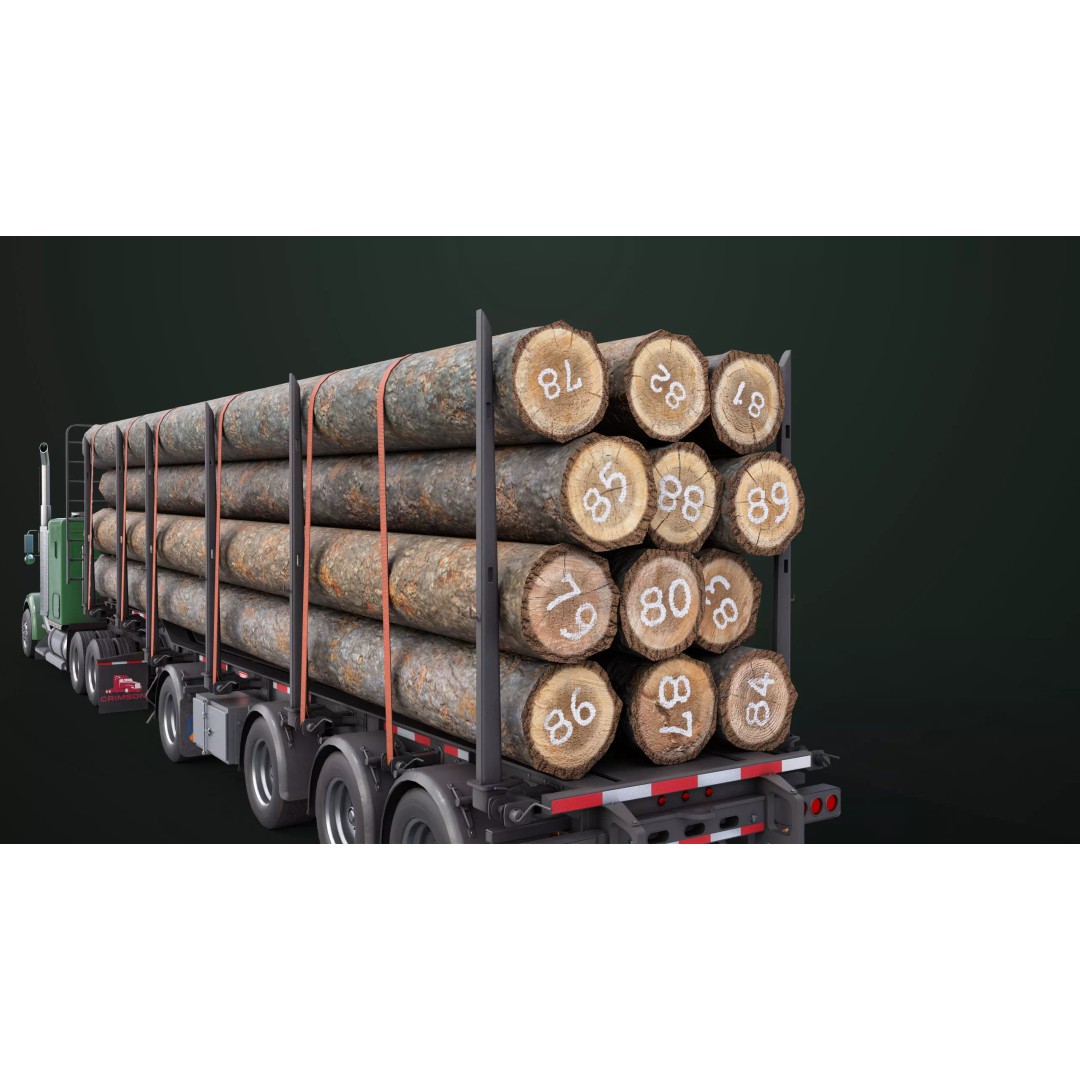 Truck 07 Log Trailer 3D Model – Rigged Low-Poly PBR Asset, FBX - View 24