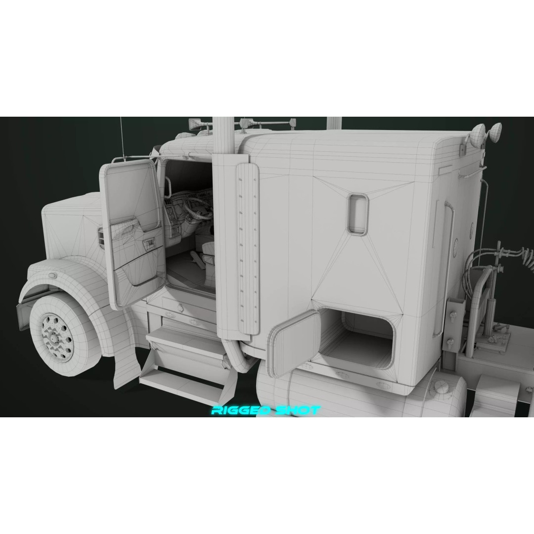 Truck 07 Log Trailer 3D Model – Rigged Low-Poly PBR Asset, FBX - View 42
