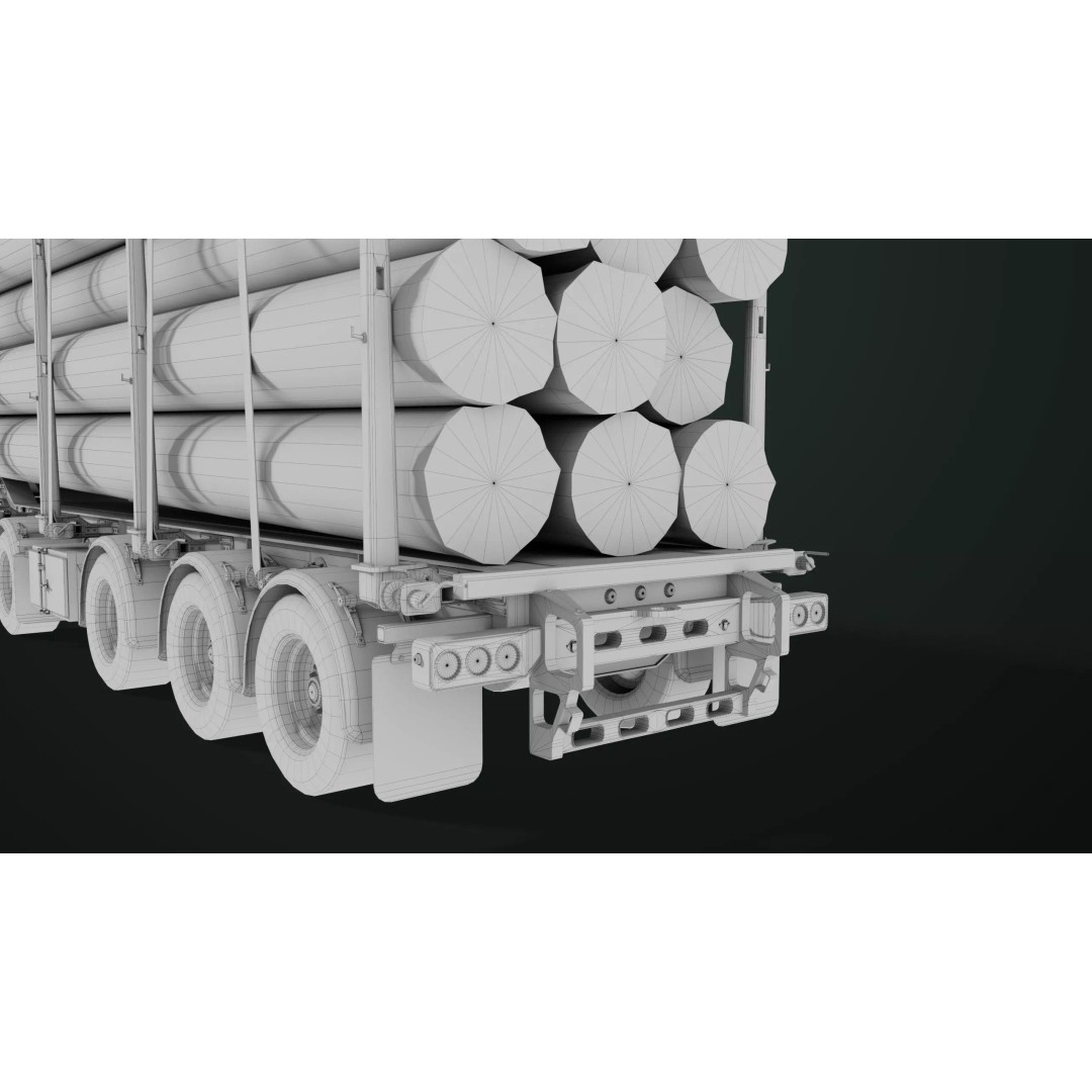 Truck 07 Log Trailer 3D Model – Rigged Low-Poly PBR Asset, FBX - View 50