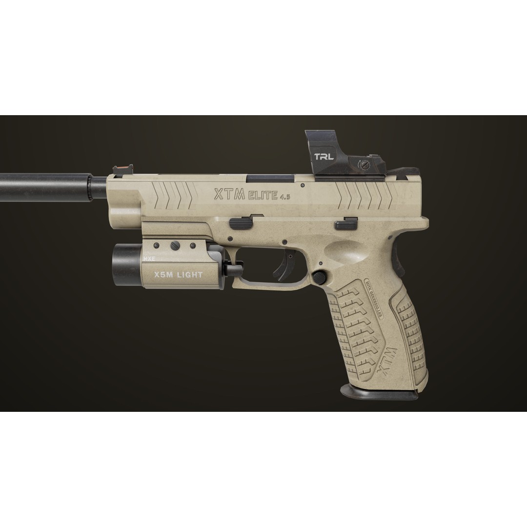 Pistol 06 3D Model – Low Poly PBR Game Asset, FBX, Rigged - View 16