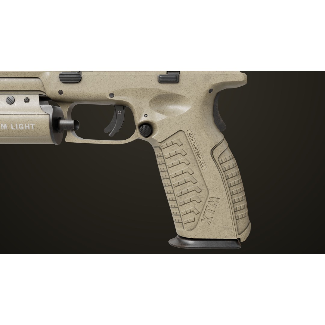 Pistol 06 3D Model – Low Poly PBR Game Asset, FBX, Rigged - View 17