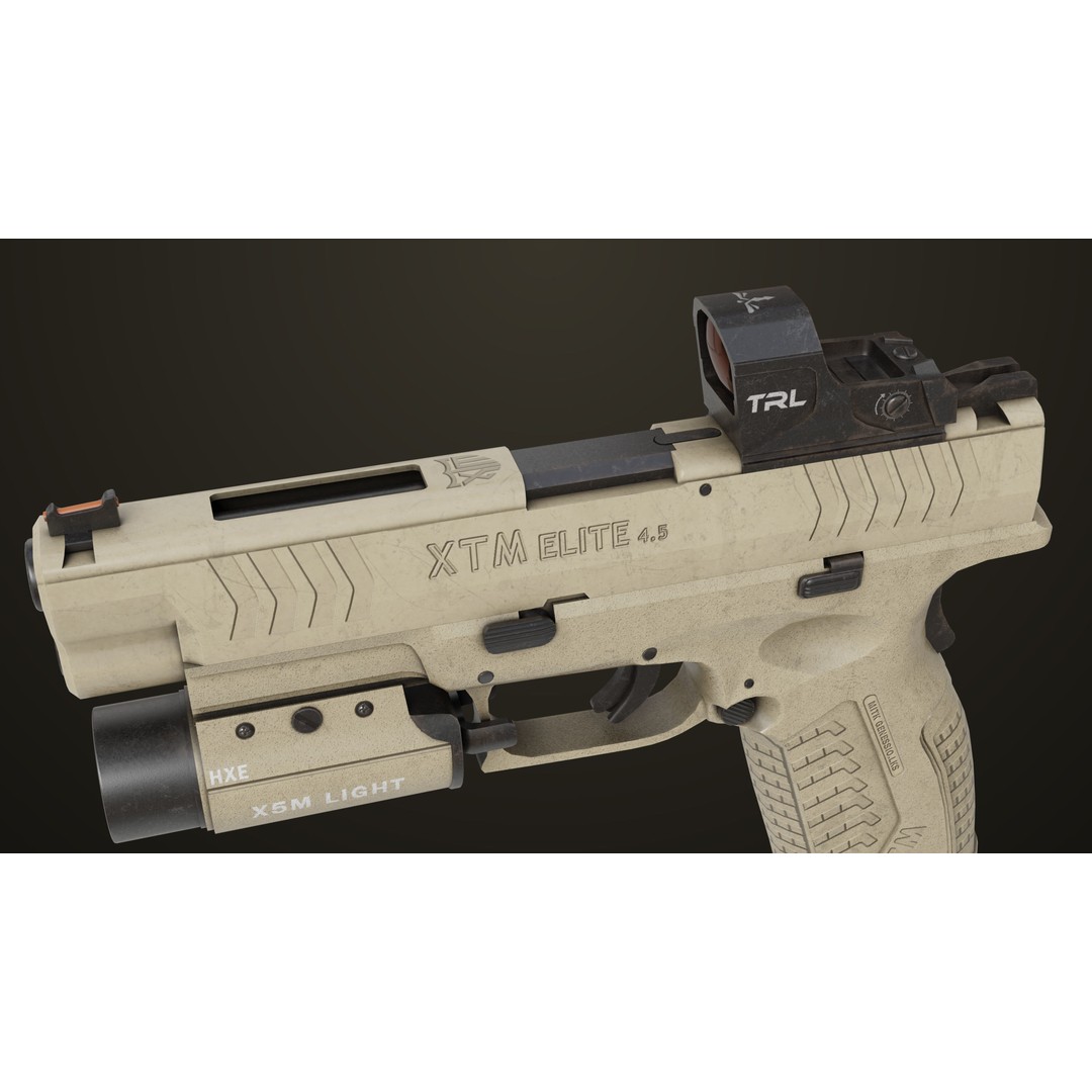 Pistol 06 3D Model – Low Poly PBR Game Asset, FBX, Rigged - View 18