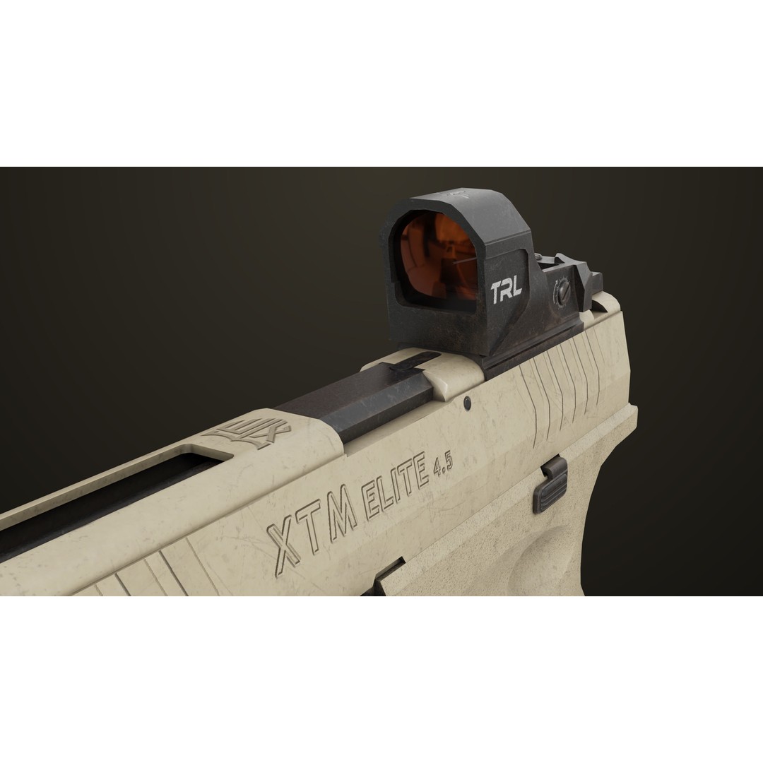Pistol 06 3D Model – Low Poly PBR Game Asset, FBX, Rigged - View 19