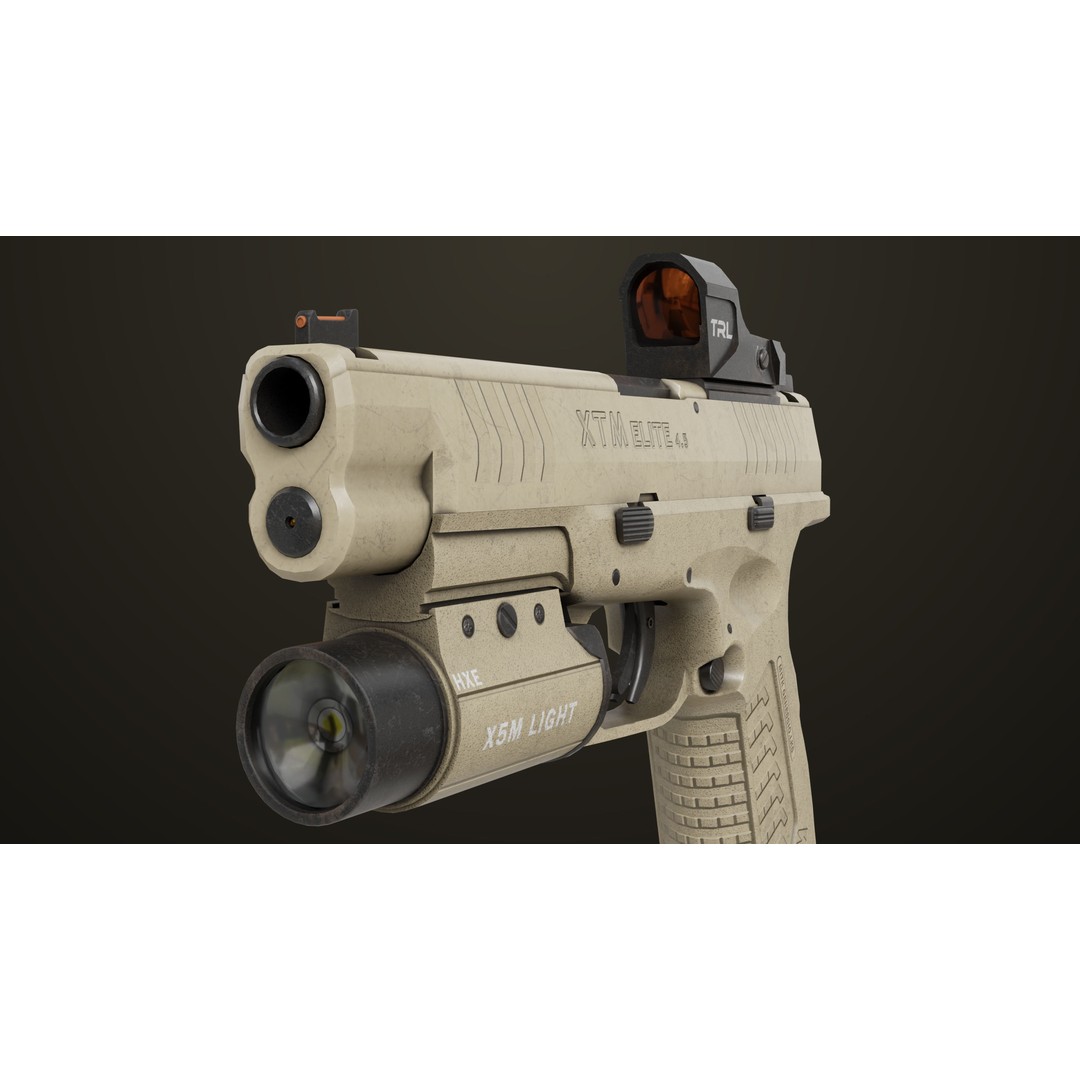 Pistol 06 3D Model – Low Poly PBR Game Asset, FBX, Rigged - View 23
