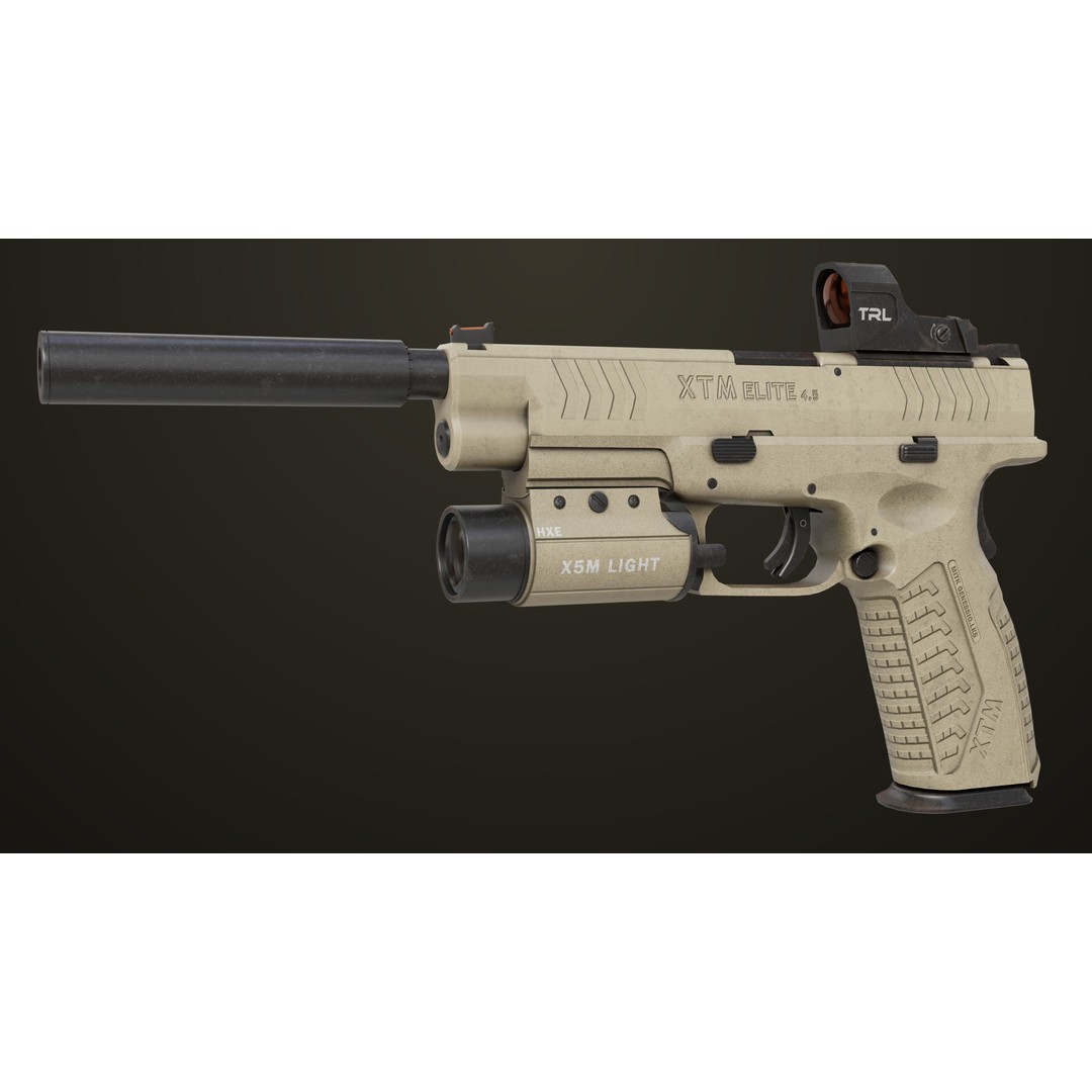 Pistol 06 3D Model – Low Poly PBR Game Asset, FBX, Rigged - View 3