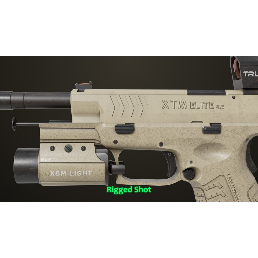 Pistol 06 3D Model – Low Poly PBR Game Asset, FBX, Rigged - View 30