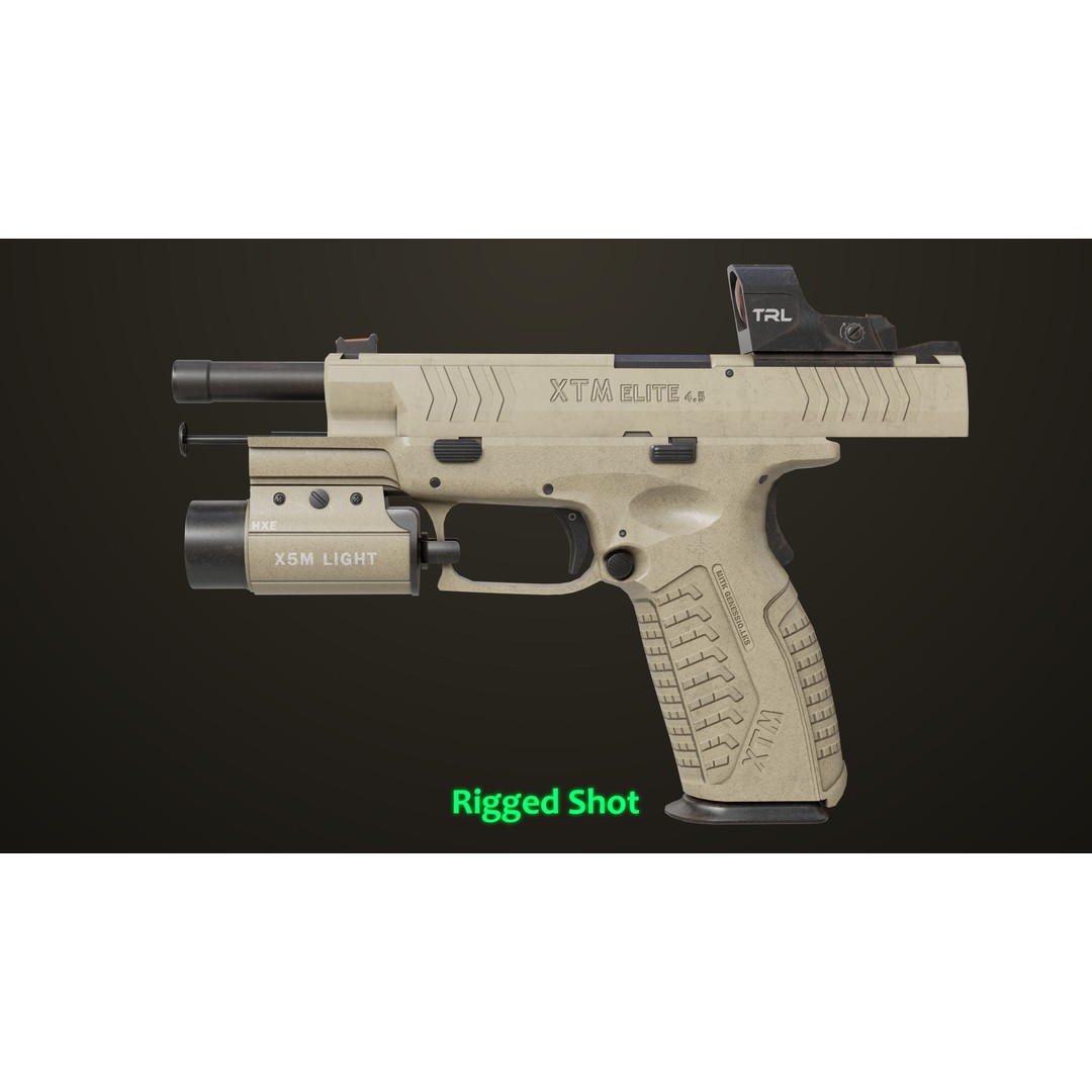 Pistol 06 3D Model – Low Poly PBR Game Asset, FBX, Rigged - View 31