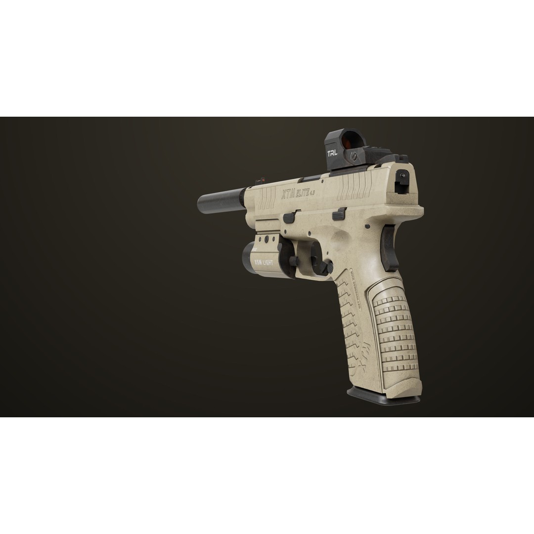 Pistol 06 3D Model – Low Poly PBR Game Asset, FBX, Rigged - View 4