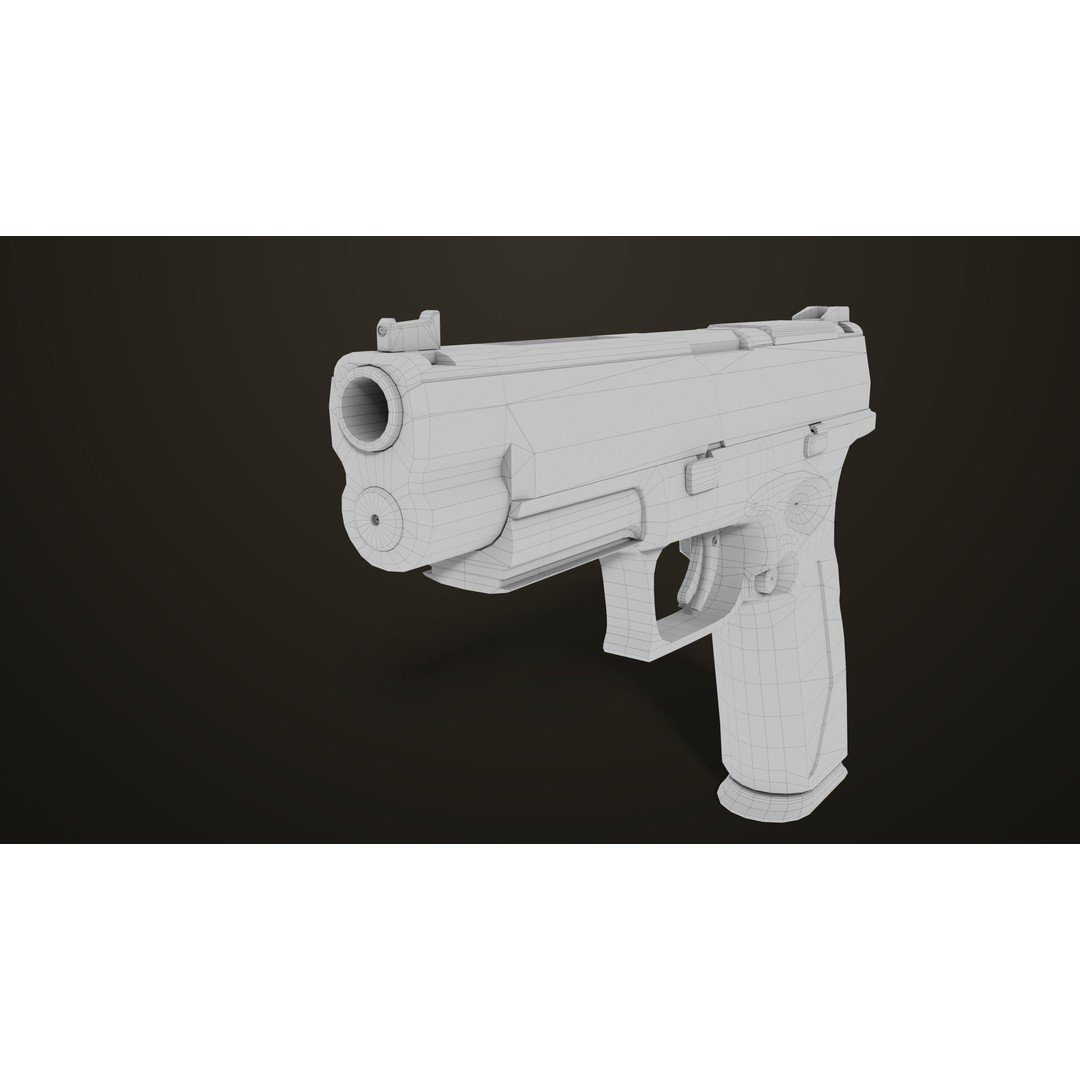 Pistol 06 3D Model – Low Poly PBR Game Asset, FBX, Rigged - View 42