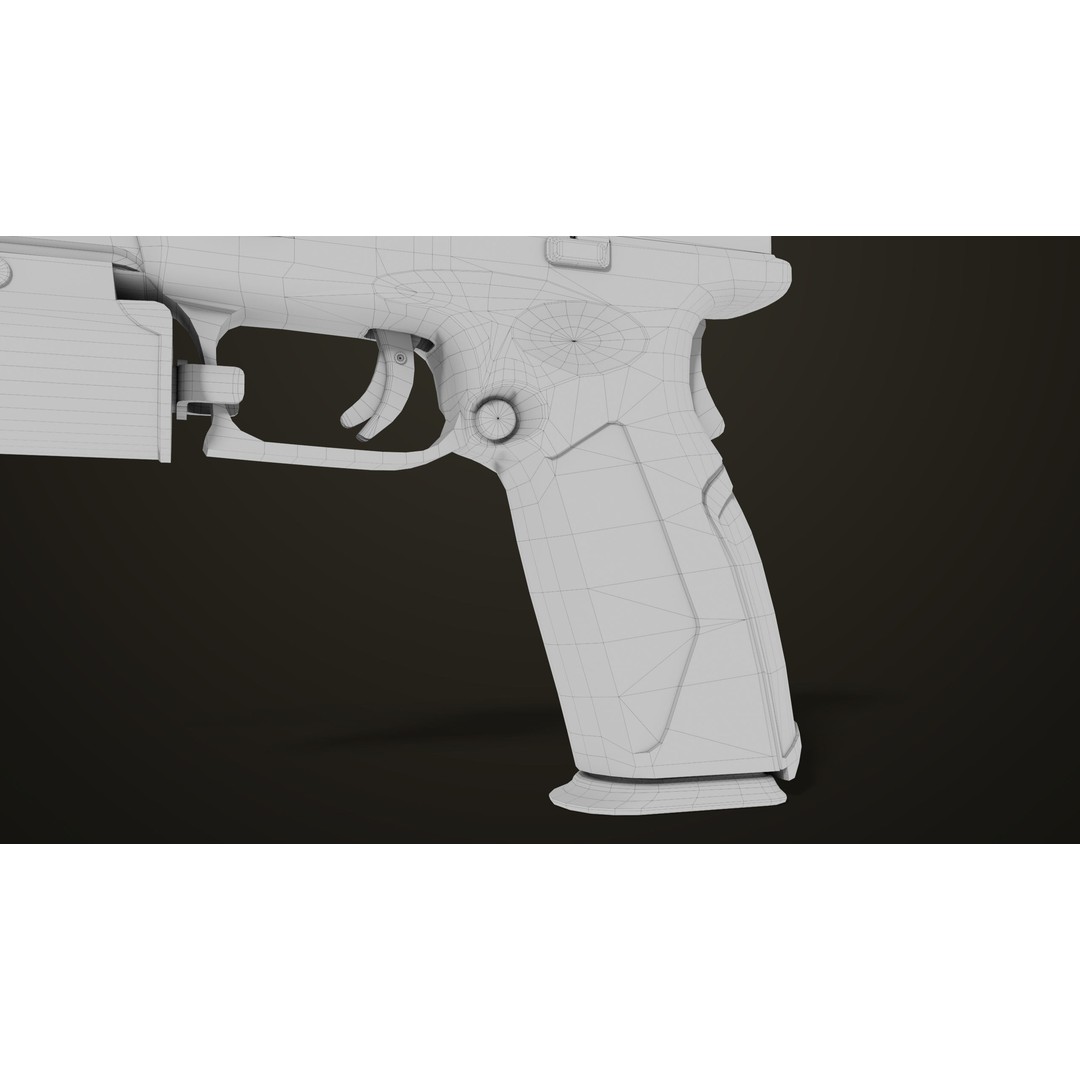 Pistol 06 3D Model – Low Poly PBR Game Asset, FBX, Rigged - View 49