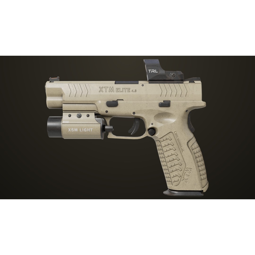 Pistol 06 3D Model – Low Poly PBR Game Asset, FBX, Rigged - View 5