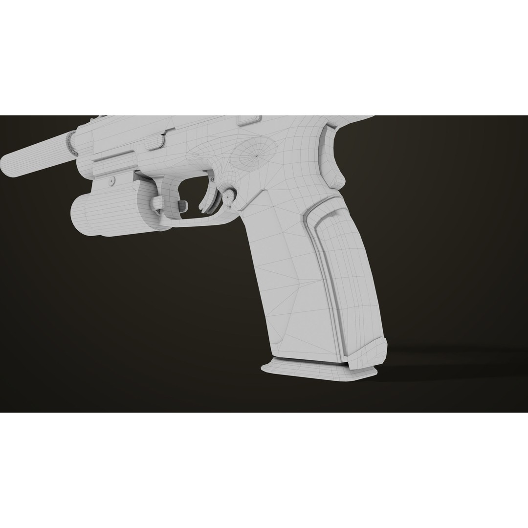 Pistol 06 3D Model – Low Poly PBR Game Asset, FBX, Rigged - View 50