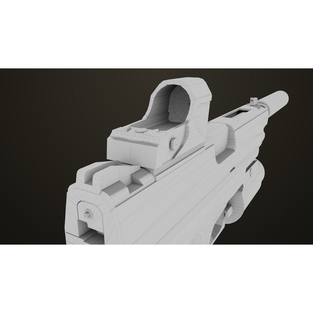 Pistol 06 3D Model – Low Poly PBR Game Asset, FBX, Rigged - View 52
