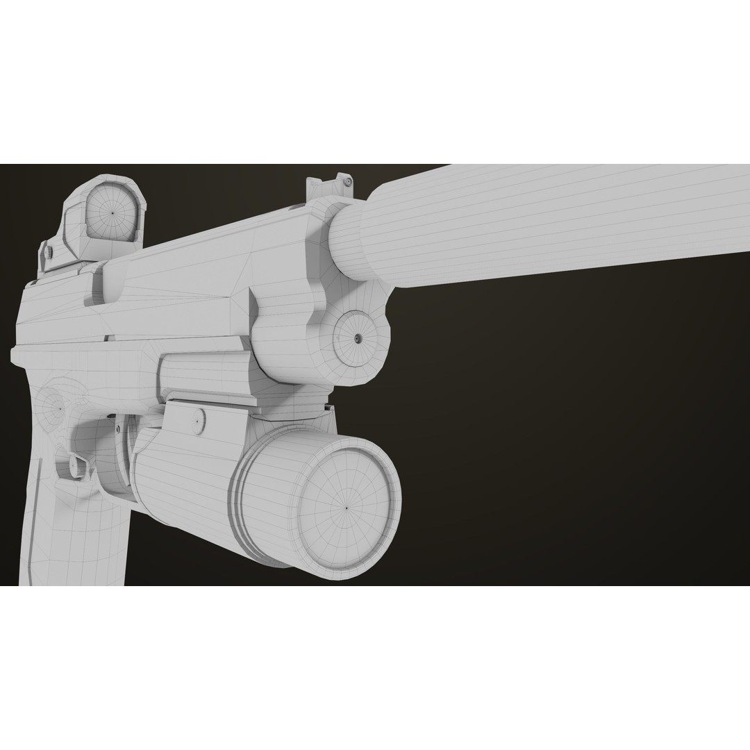 Pistol 06 3D Model – Low Poly PBR Game Asset, FBX, Rigged - View 54