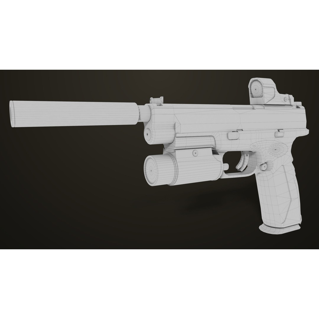 Pistol 06 3D Model – Low Poly PBR Game Asset, FBX, Rigged - View 57