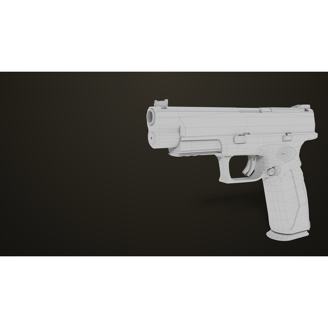 Pistol 06 3D Model – Low Poly PBR Game Asset, FBX, Rigged - View 58