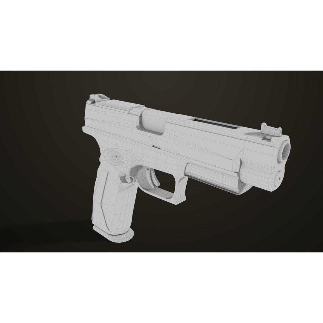 Pistol 06 3D Model – Low Poly PBR Game Asset, FBX, Rigged - View 59