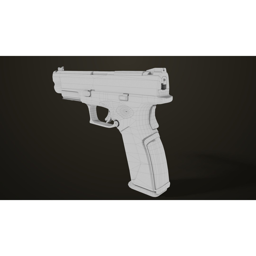 Pistol 06 3D Model – Low Poly PBR Game Asset, FBX, Rigged - View 60