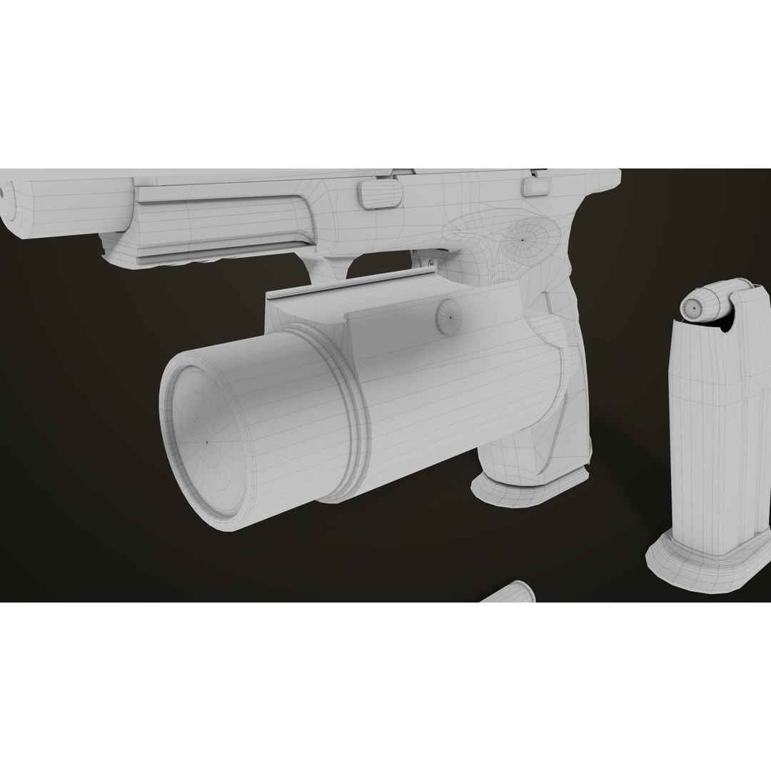 Pistol 06 3D Model – Low Poly PBR Game Asset, FBX, Rigged - View 63