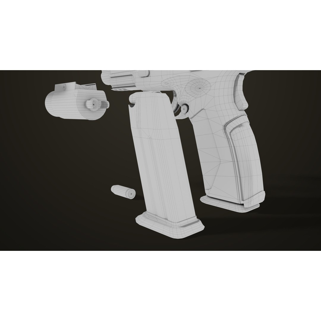 Pistol 06 3D Model – Low Poly PBR Game Asset, FBX, Rigged - View 65