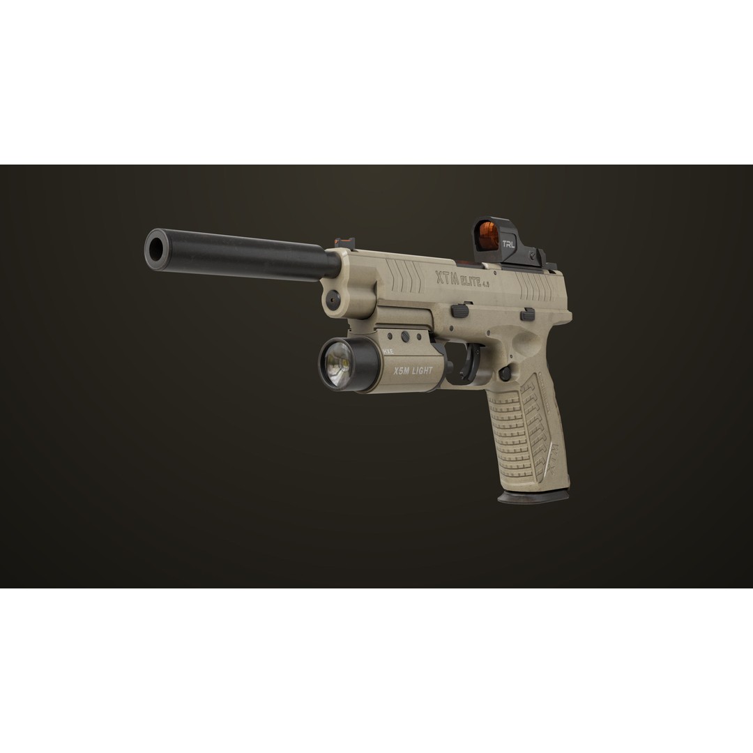 Pistol 06 3D Model – Low Poly PBR Game Asset, FBX, Rigged - View 8
