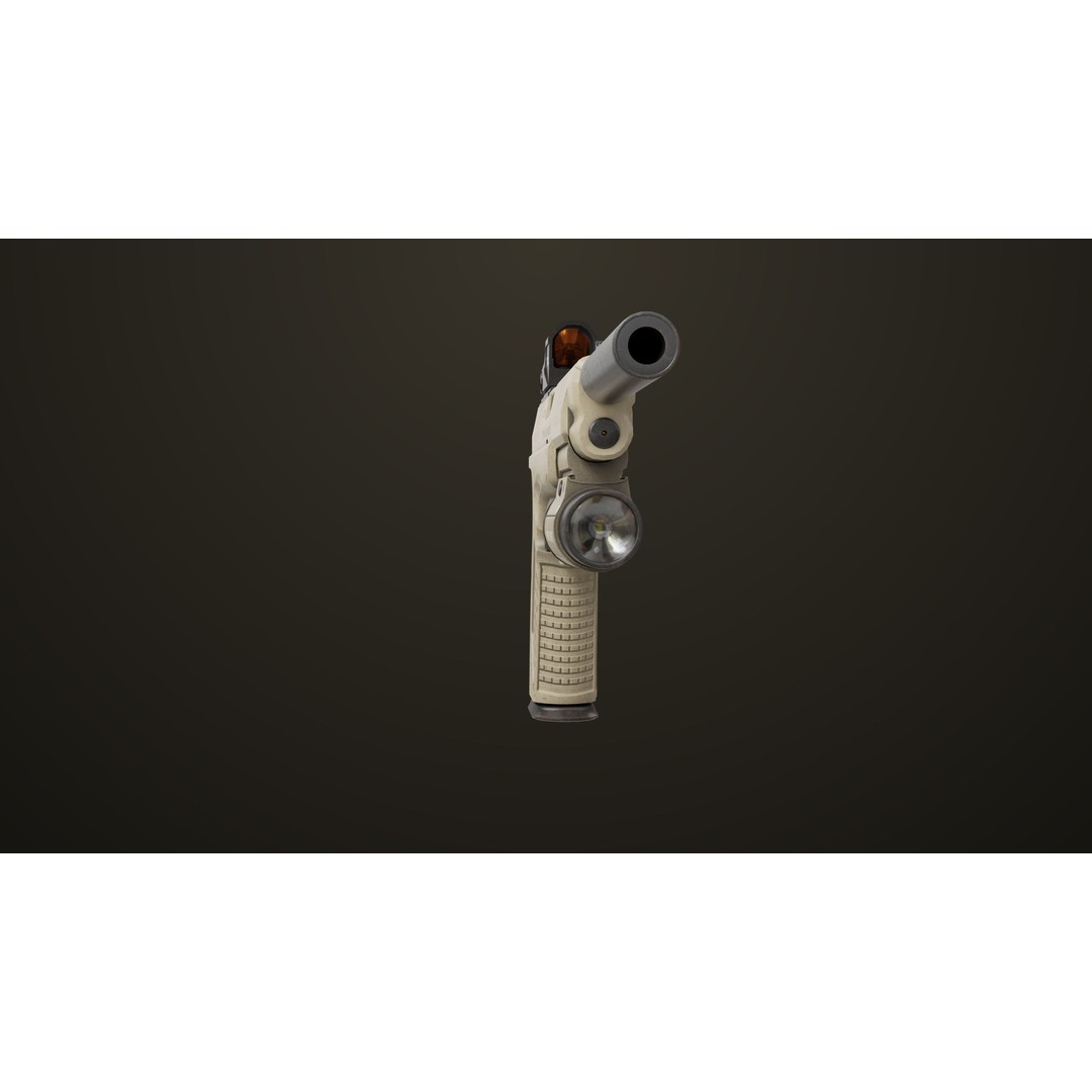 Pistol 06 3D Model – Low Poly PBR Game Asset, FBX, Rigged - View 9