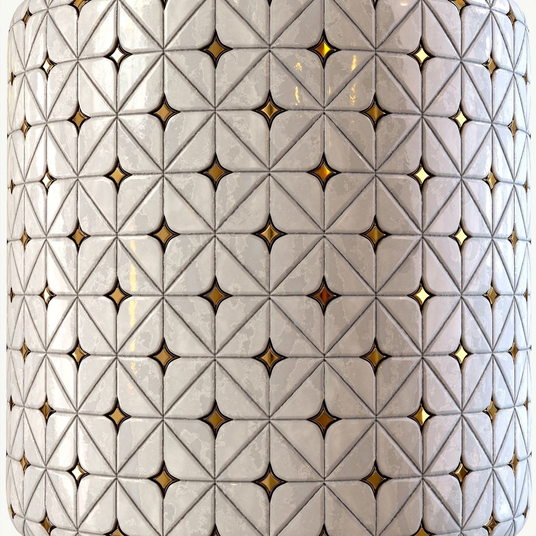 Steel and Marble Tile 3D Model – PBR Textures, 4 Color Variants - View 10