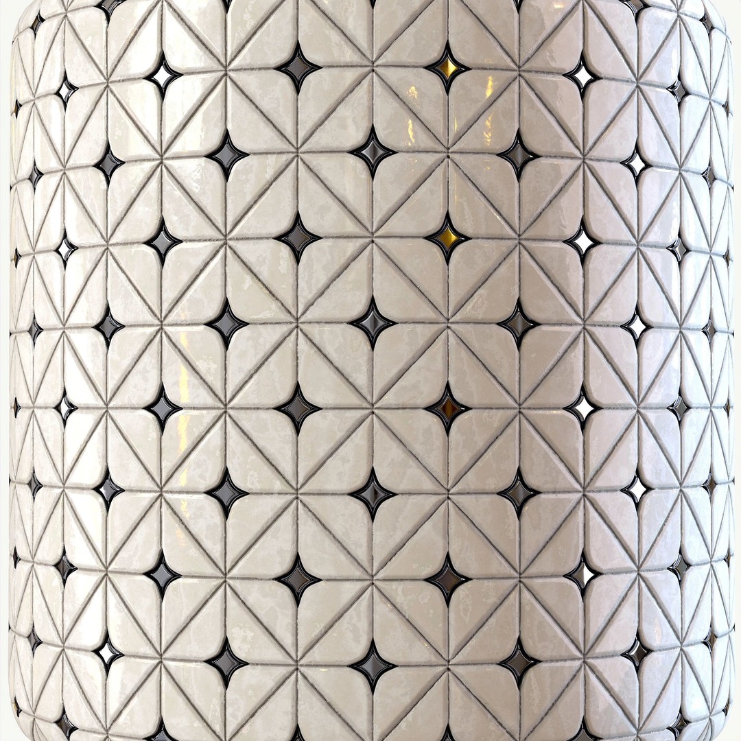 Steel and Marble Tile 3D Model – PBR Textures, 4 Color Variants - View 13