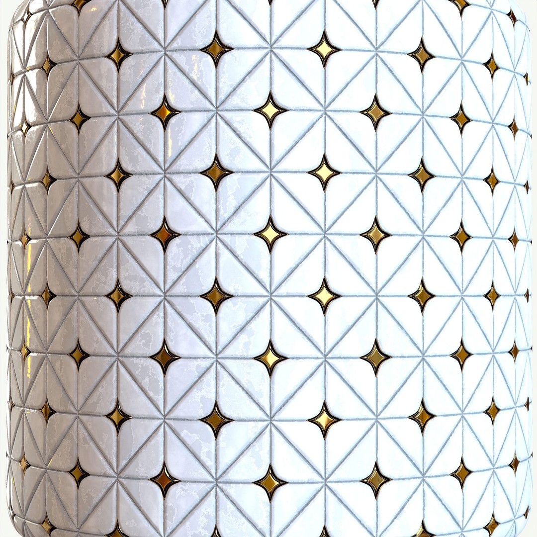Steel and Marble Tile 3D Model – PBR Textures, 4 Color Variants - View 15