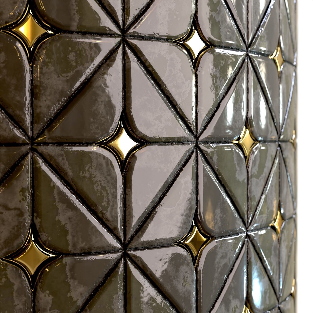 Steel and Marble Tile 3D Model – PBR Textures, 4 Color Variants - View 16