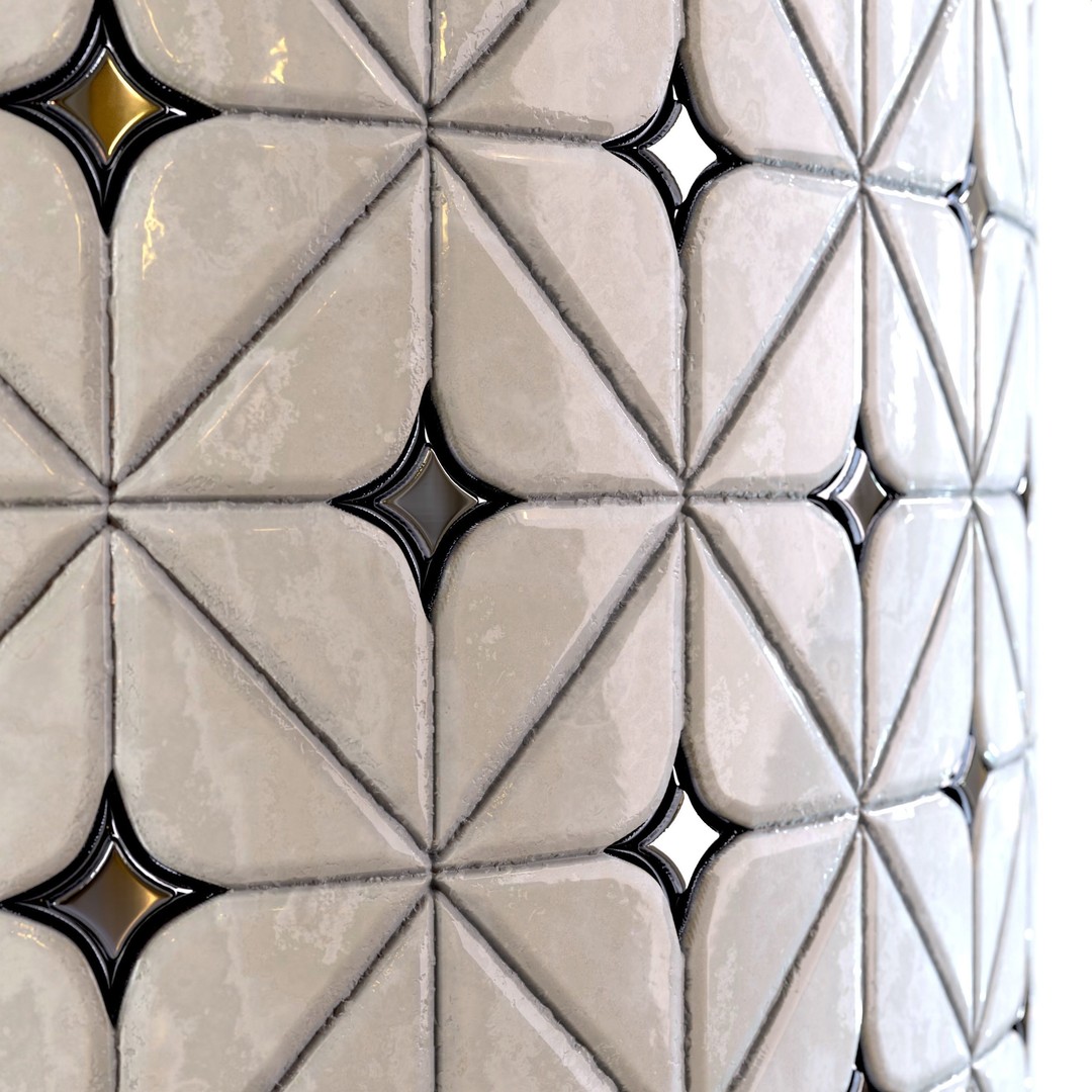 Steel and Marble Tile 3D Model – PBR Textures, 4 Color Variants - View 4