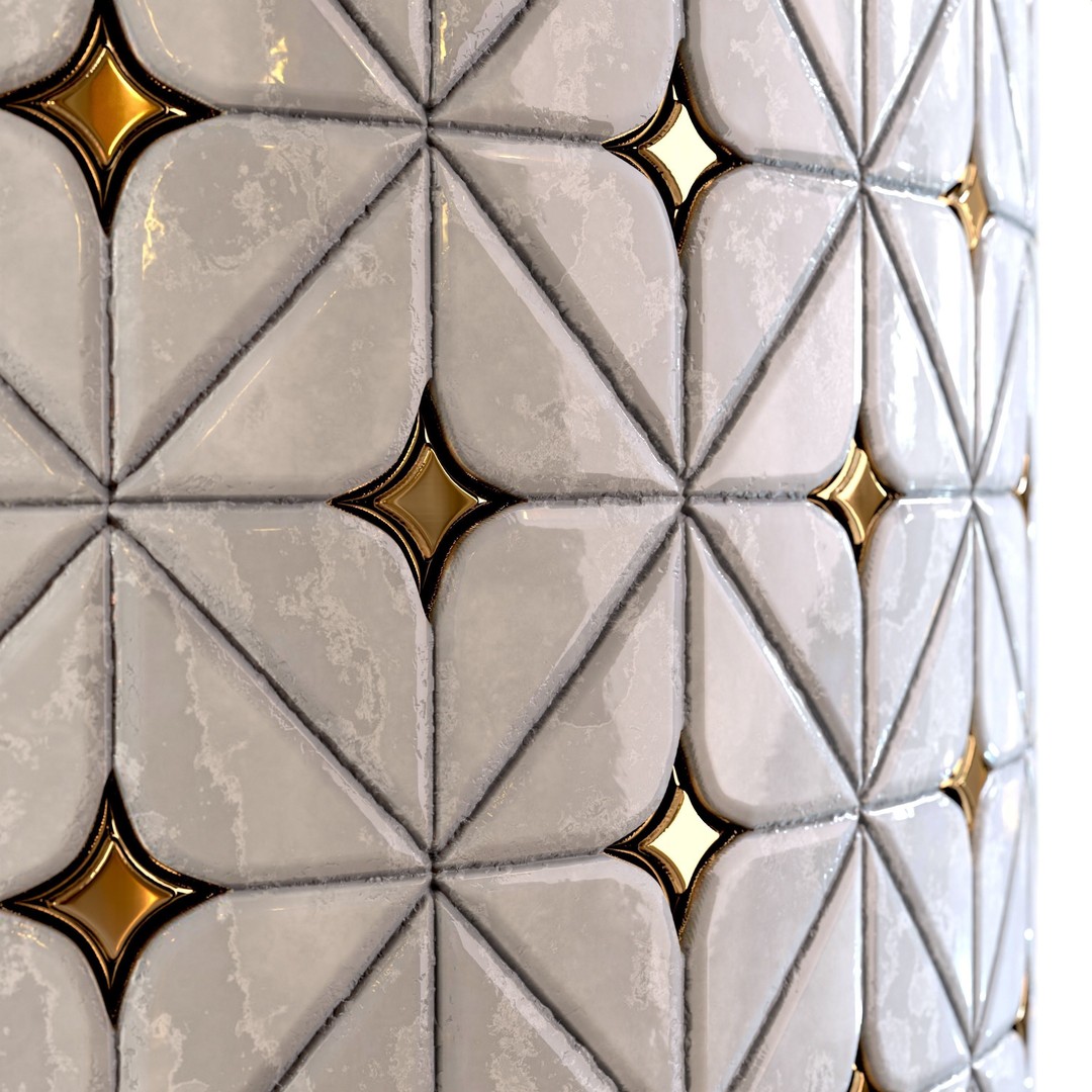 Steel and Marble Tile 3D Model – PBR Textures, 4 Color Variants - View 5