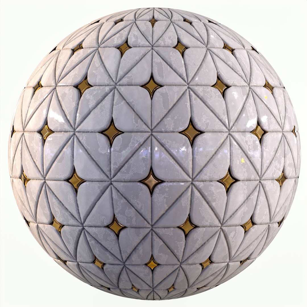 Steel and Marble Tile 3D Model – PBR Textures, 4 Color Variants - View 8