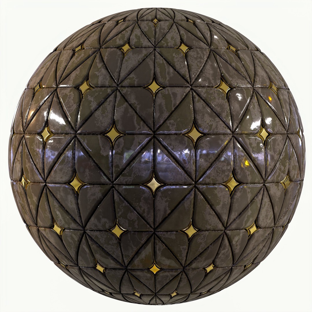 Steel and Marble Tile 3D Model – PBR Textures, 4 Color Variants - View 9