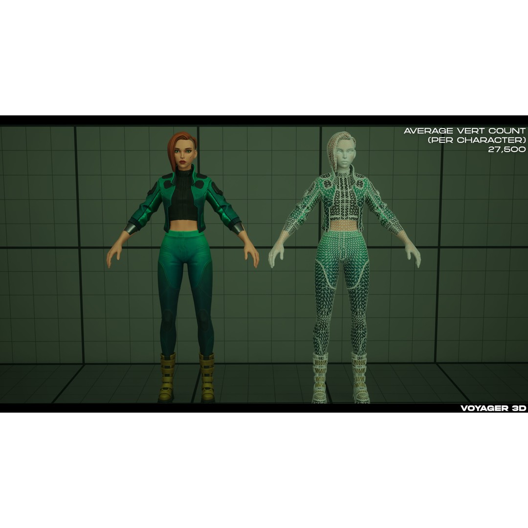 Cyberpunk Girl 3D Model – Stylized Low-Poly Rigged Character for Games - View 11