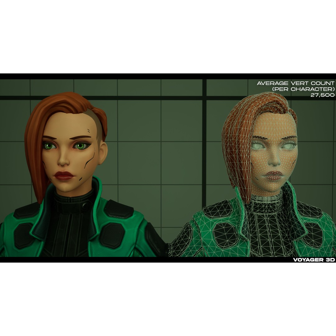 Cyberpunk Girl 3D Model – Stylized Low-Poly Rigged Character for Games - View 12