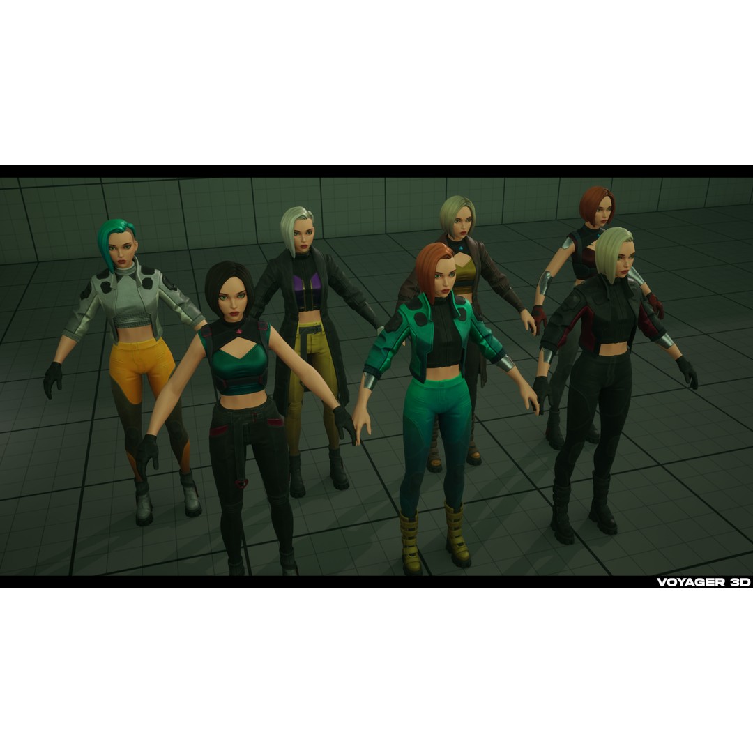 Cyberpunk Girl 3D Model – Stylized Low-Poly Rigged Character for Games - View 5