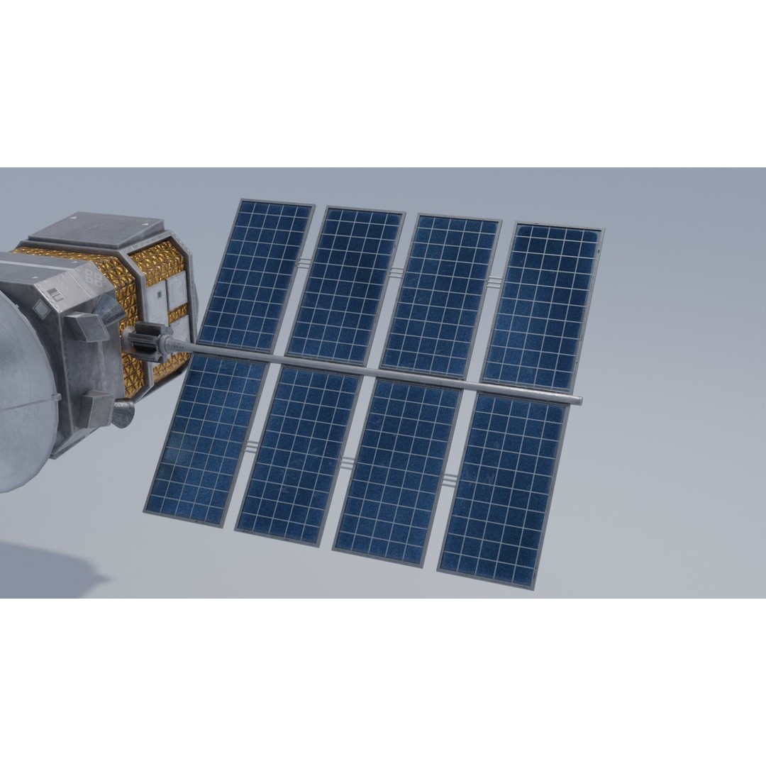 Sci-fi Satellite 3D Model – Low Poly PBR Space Asset, FBX