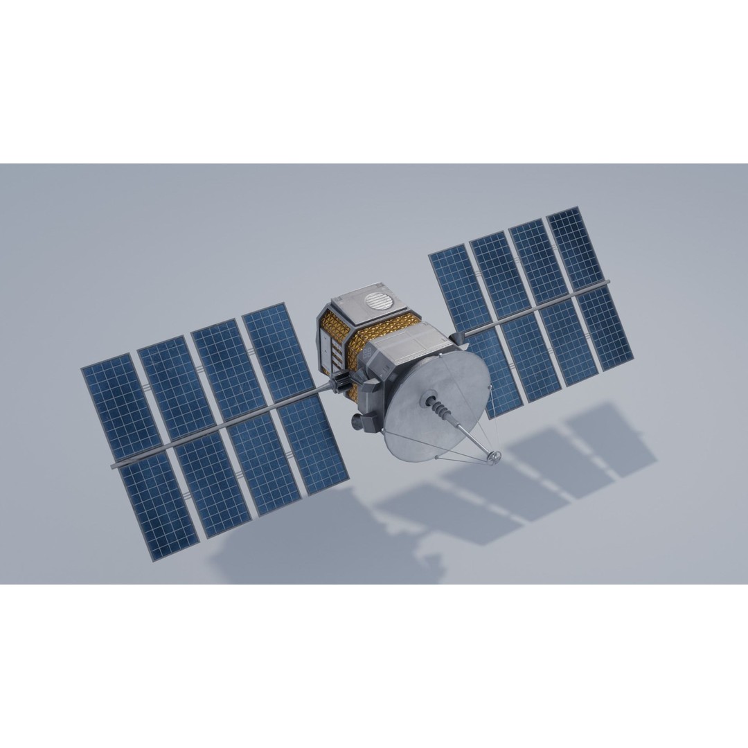 Sci-fi Satellite 3D Model – Low Poly PBR Space Asset, FBX - View 3