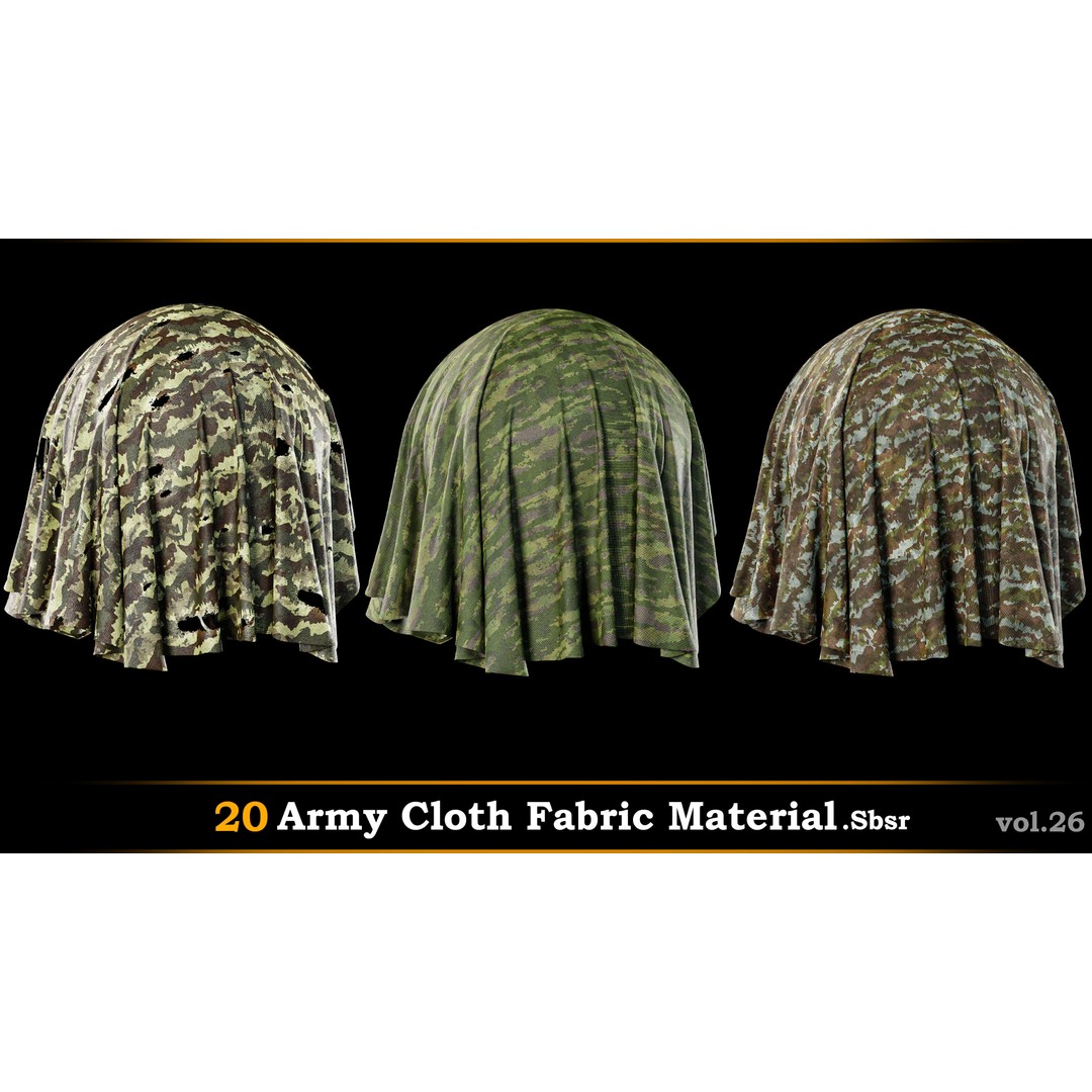 Army Cloth Fabric Material 3D Model – PBR Textures, SBSAR Files - View 4